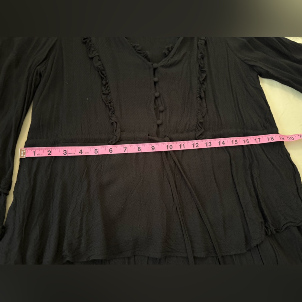 Black Ruffled Drawstring Waist Women's Top/Tunic - Picture 10 of 14